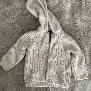 GAP Cream Cable Knit Hooded Jacket